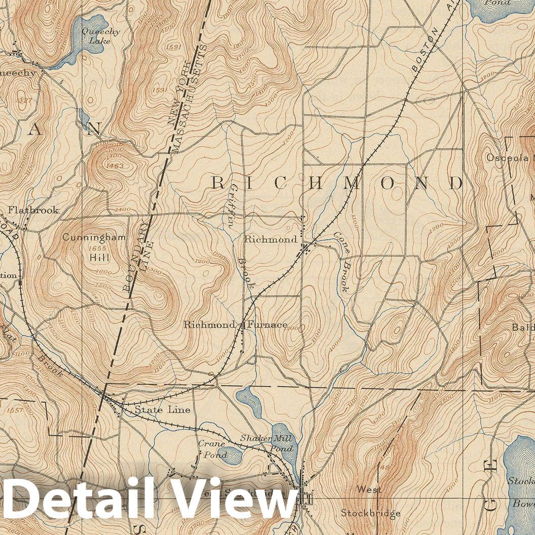 Historic Map : USGS 7.5 Minute Sheets and Quadrangles, Berkshire Hills & Canaan & Lenox & Pittsfield & Richmond 1943 Topographic Map , Vintage Wall Art