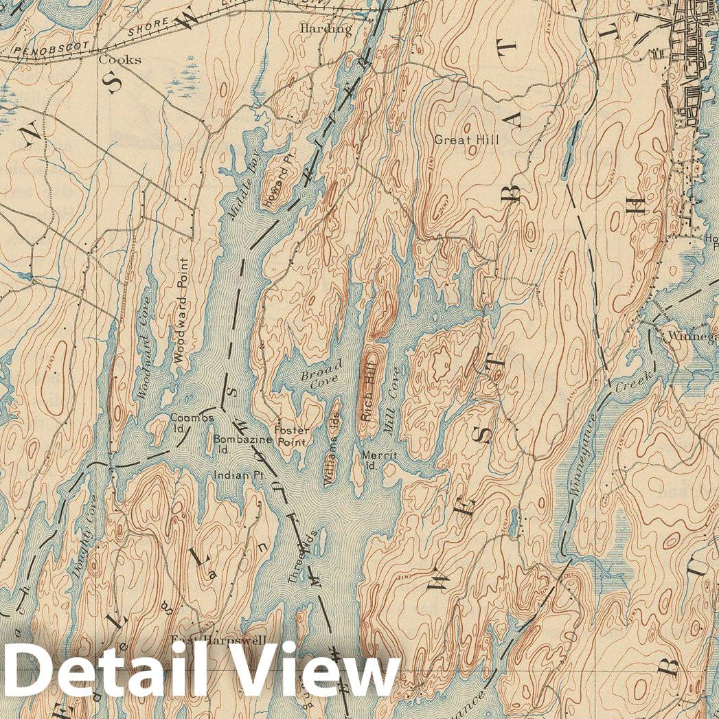Historic Map : USGS 7.5 Minute Sheets and Quadrangles, Maine: Bath Sheet 1928 Topographic Map , Vintage Wall Art
