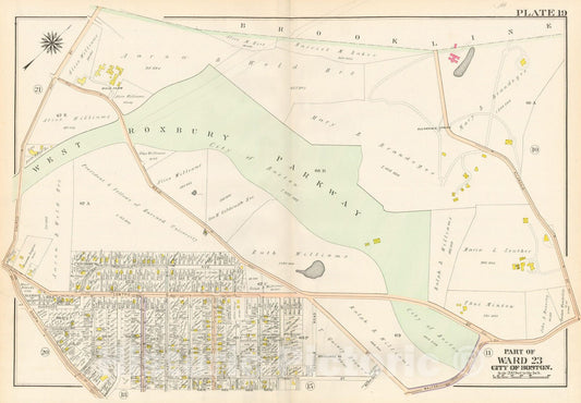 Historic Map : West Roxbury, Jamaica Plain & Roslindale, Roslindale 1905 Plate 019 , Vintage Wall Art