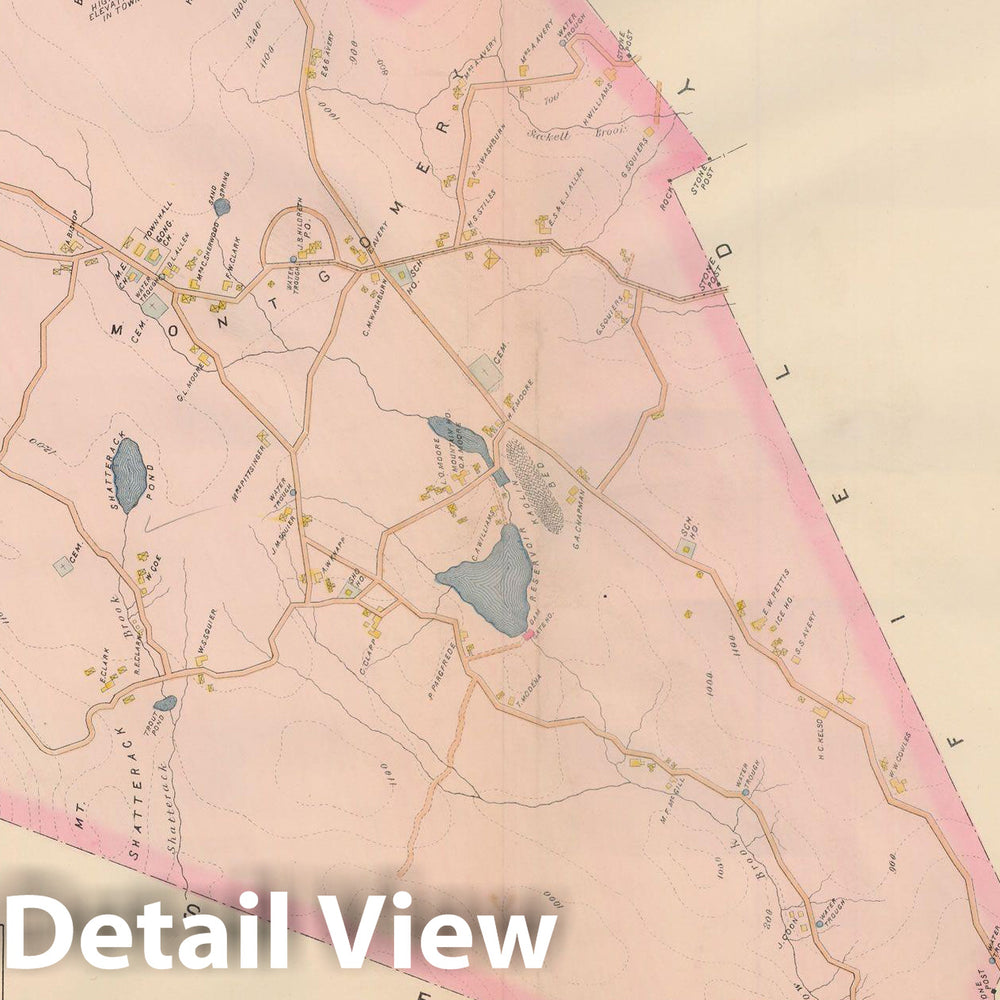 Historic Map : Atlas of Hampden County, Massachusetts, Montgomery 1894 , Vintage Wall Art