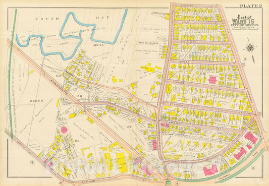 Historic Map : Atlas City of Boston, Dorchester, Dorchester 1910 Plate 002 , Vintage Wall Art