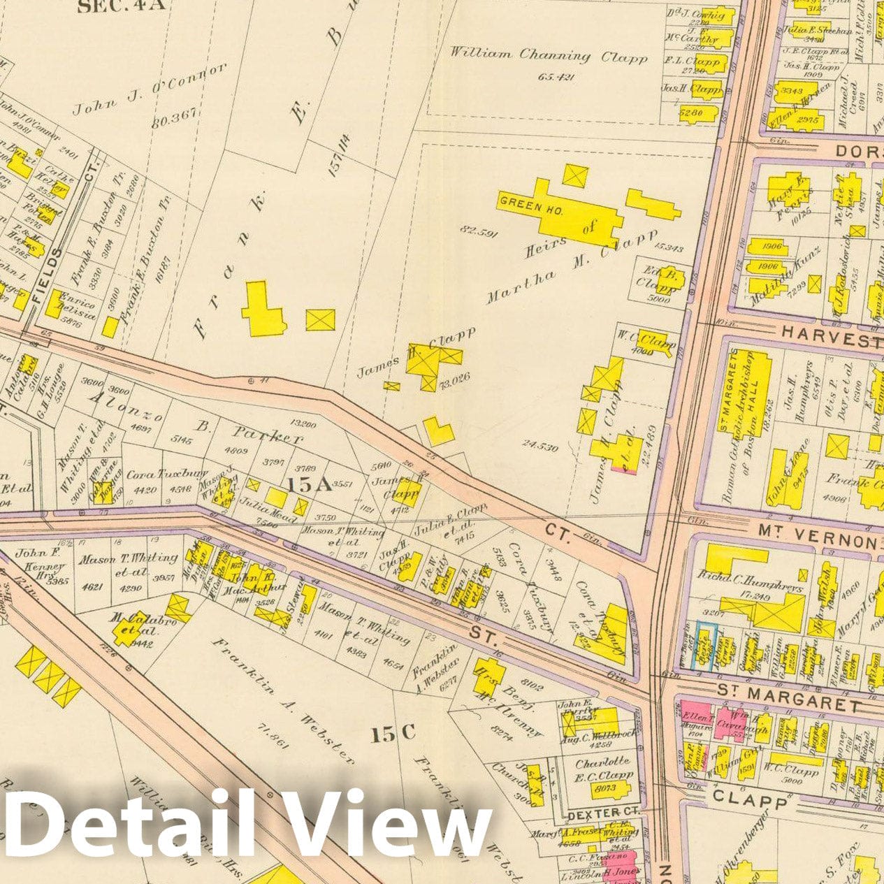 Historic Map : Atlas City of Boston, Dorchester, Dorchester 1910 Plate 002 , Vintage Wall Art
