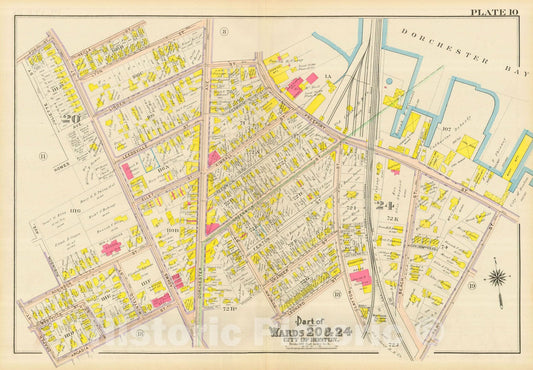 Historic Map : Atlas City of Boston, Dorchester, Dorchester 1910 Plate 010 , Vintage Wall Art