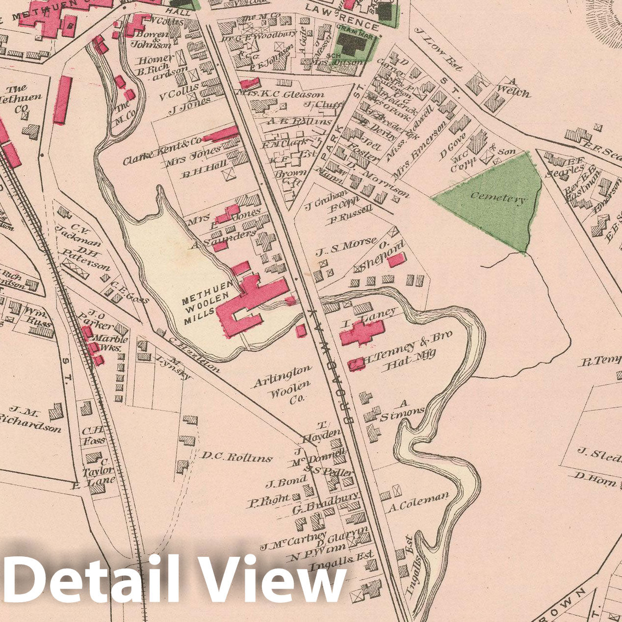 Historic Map : Atlas of Essex County, Methuen 1884 , Vintage Wall Art