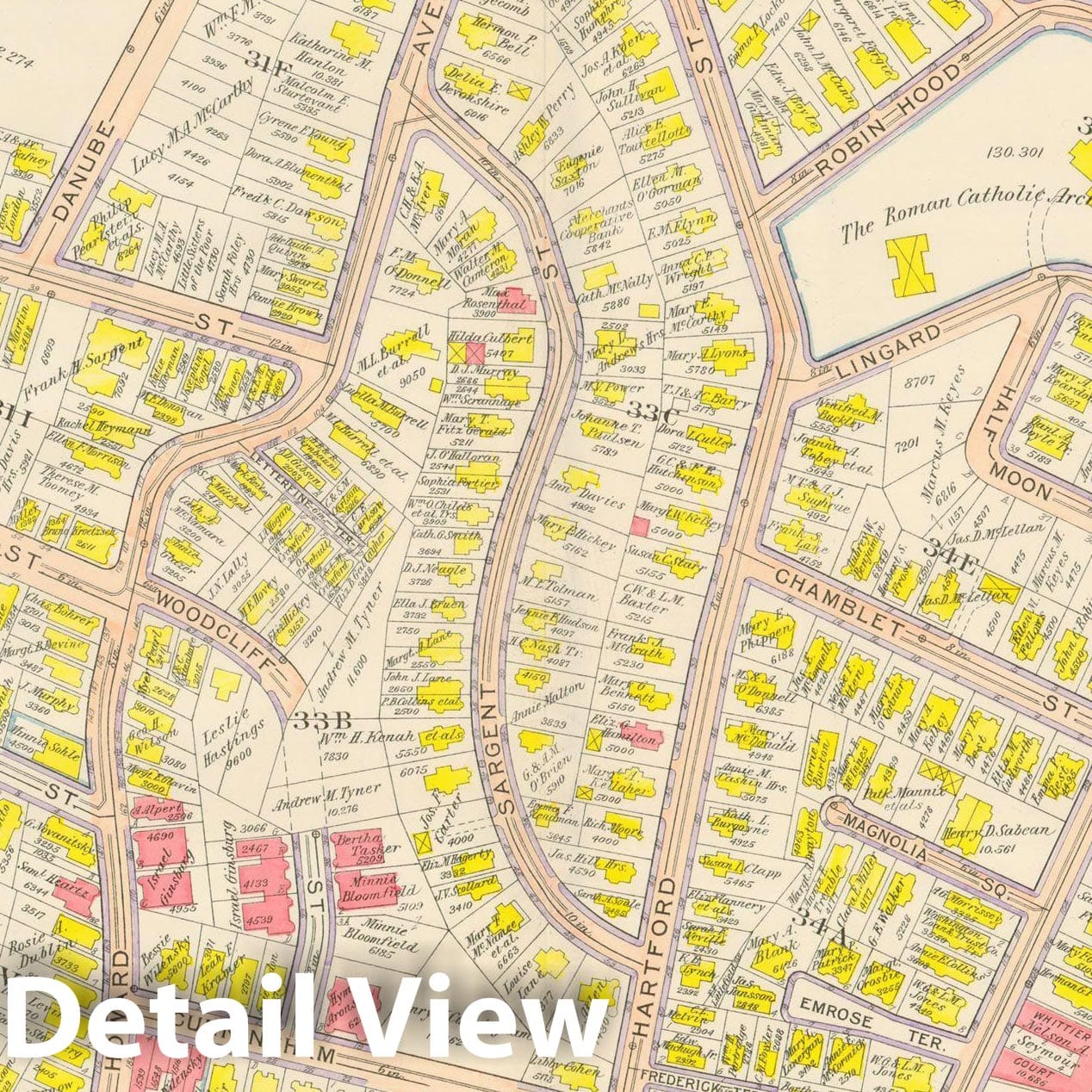 Historic Map : Atlas City of Boston, Dorchester, Dorchester 1918 Plate 007 , Vintage Wall Art