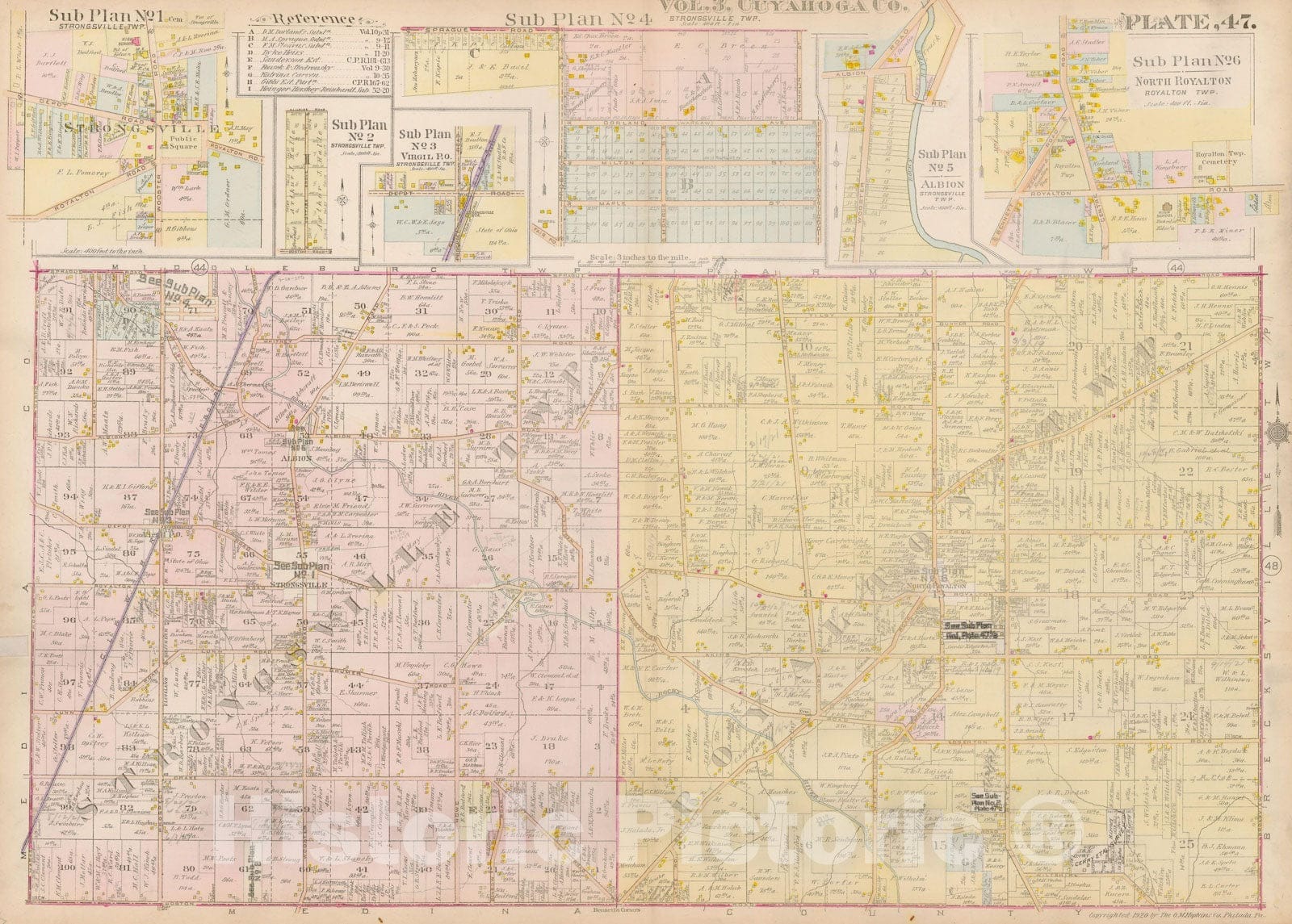 Historic Map : Plat Book of The City of Cleveland, Vol. Three, Cleveland 1920 Plate 047 , Vintage Wall Art