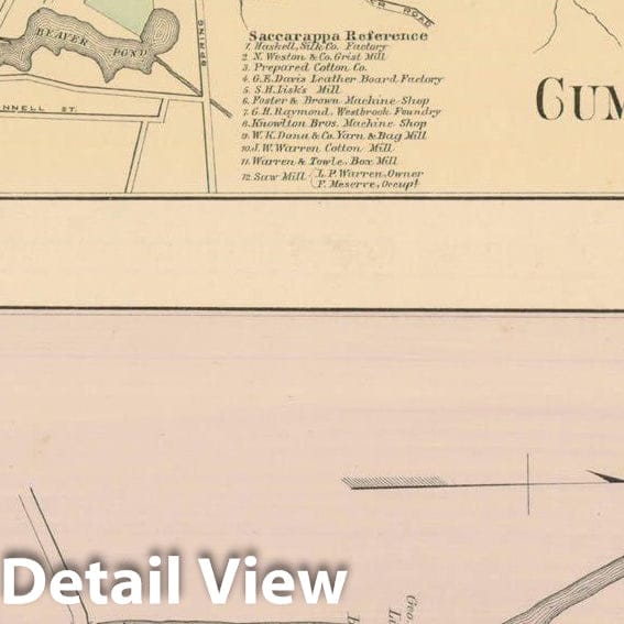 Historic Map : Atlas of Maine, Cumberland Mills & Saccarappa & Washburn 1885 , Vintage Wall Art