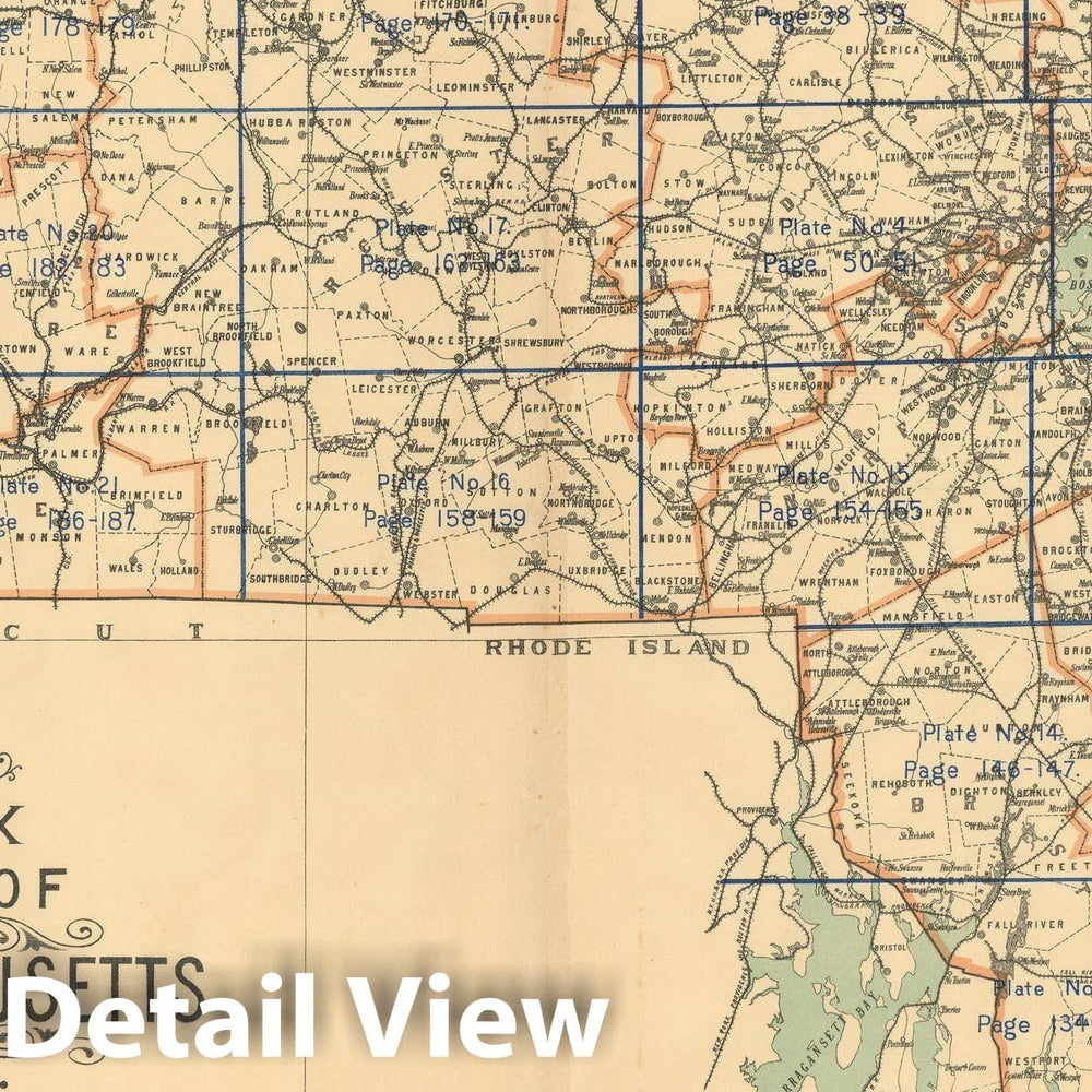 Historic Map : Atlas of Massachusetts, Massachusetts 1904 , Vintage Wall Art