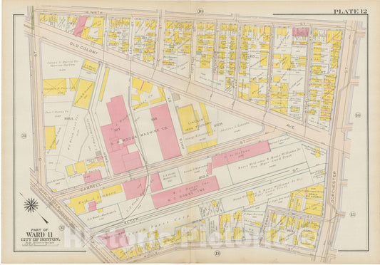 Historic Map : Atlas City of Boston: South Boston 1919 Plate 012 , Vintage Wall Art