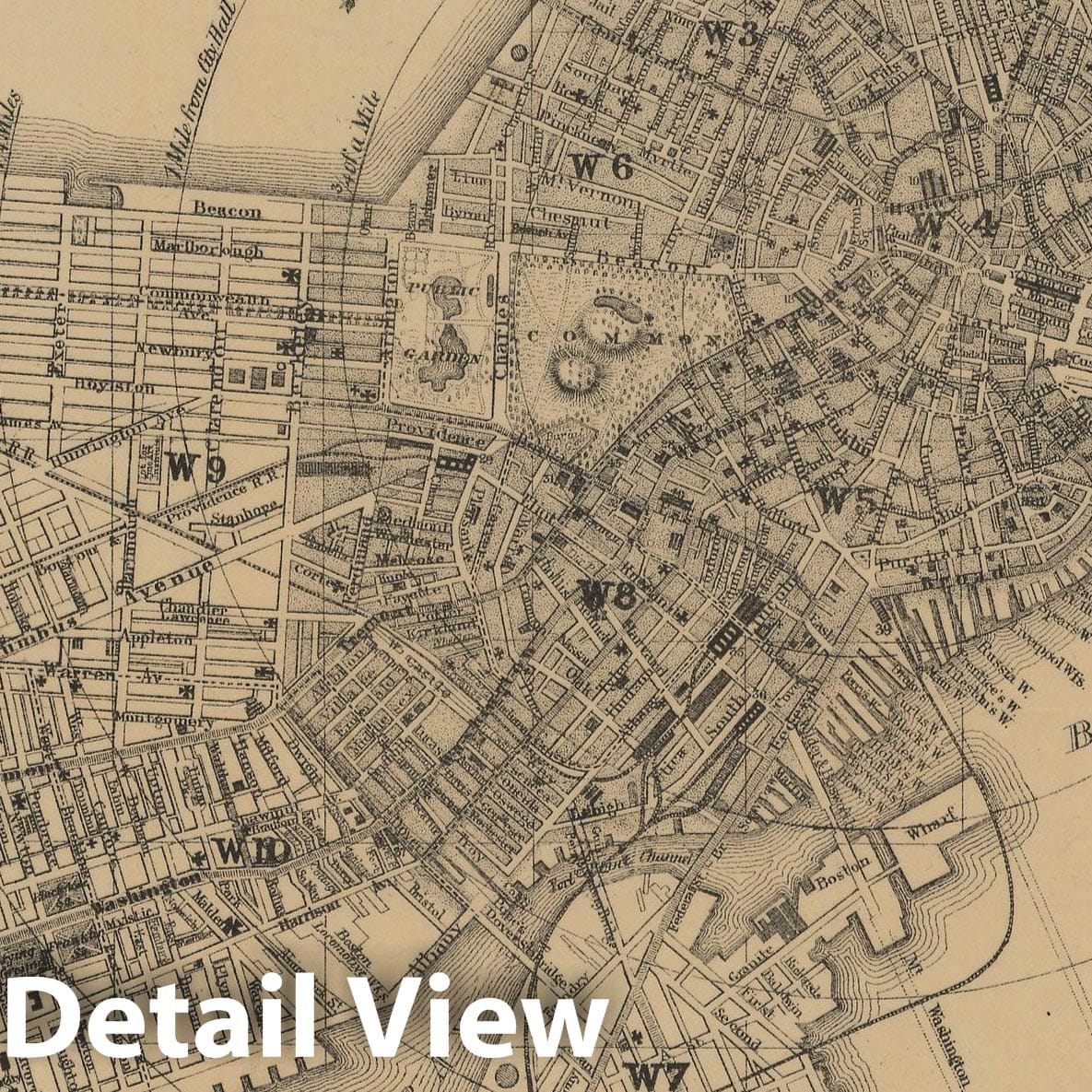 Historic Map : Boston 1871 , Vintage Wall Art
