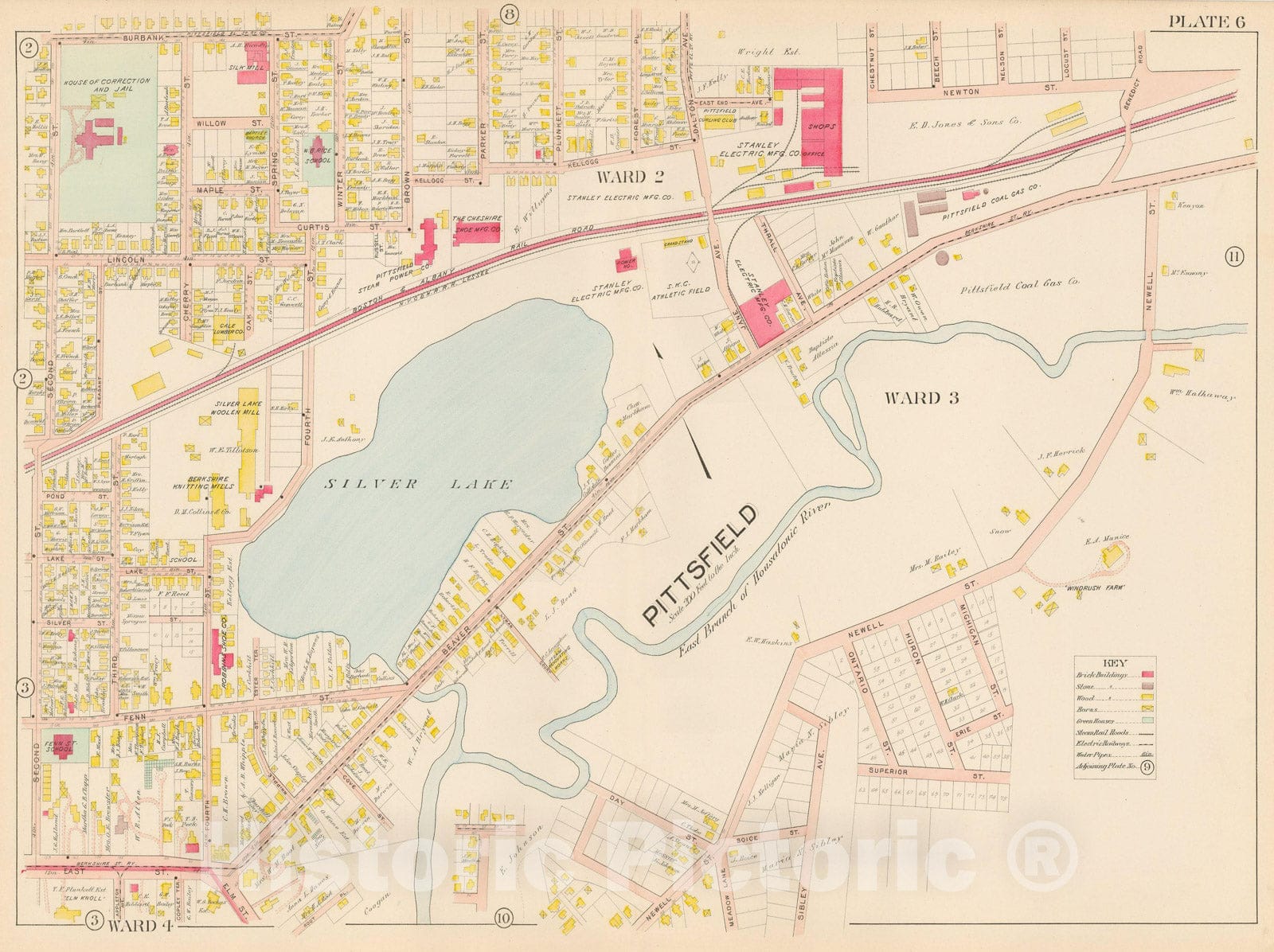 Historic Map : Atlas of Berkshire County Massachusetts, Pittsfield 1904 Plate 006 , Vintage Wall Art