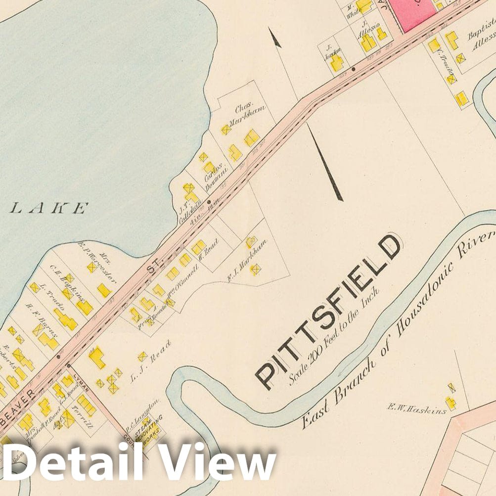 Historic Map : Atlas of Berkshire County Massachusetts, Pittsfield 1904 Plate 006 , Vintage Wall Art