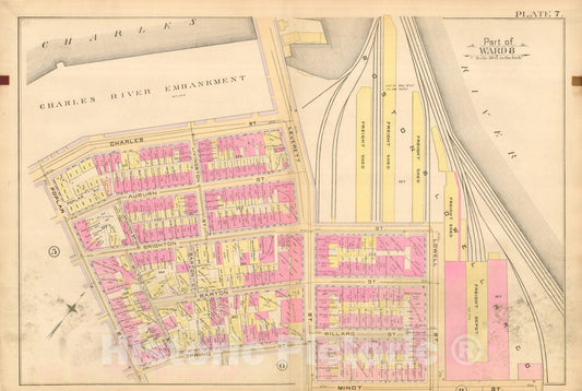 Historic Map : Atlas City of Boston, City Proper, Vol. I, Boston 1888 Plate 007 , Vintage Wall Art