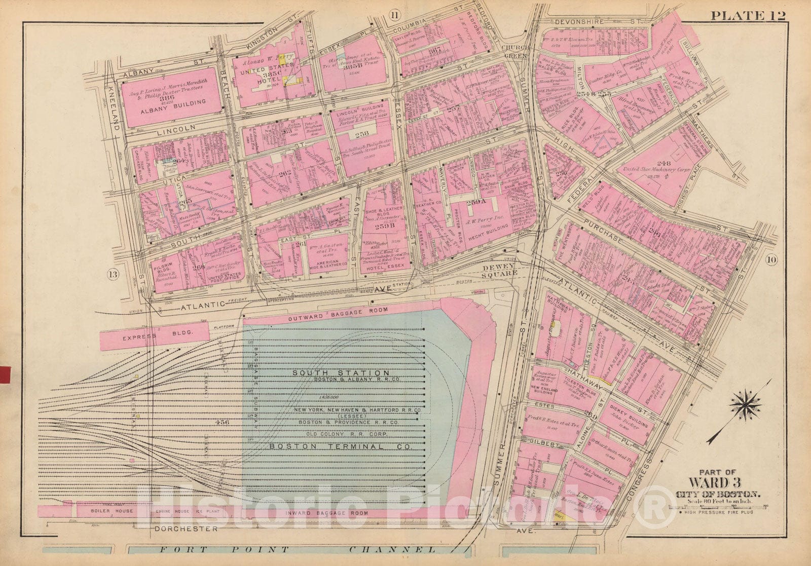 Historic Map : Atlas City of Boston: Boston Proper and Back Bay, Boston 1928 Plate 012 , Vintage Wall Art