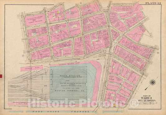 Historic Map : Atlas City of Boston: Boston Proper and Back Bay, Boston 1928 Plate 012 , Vintage Wall Art