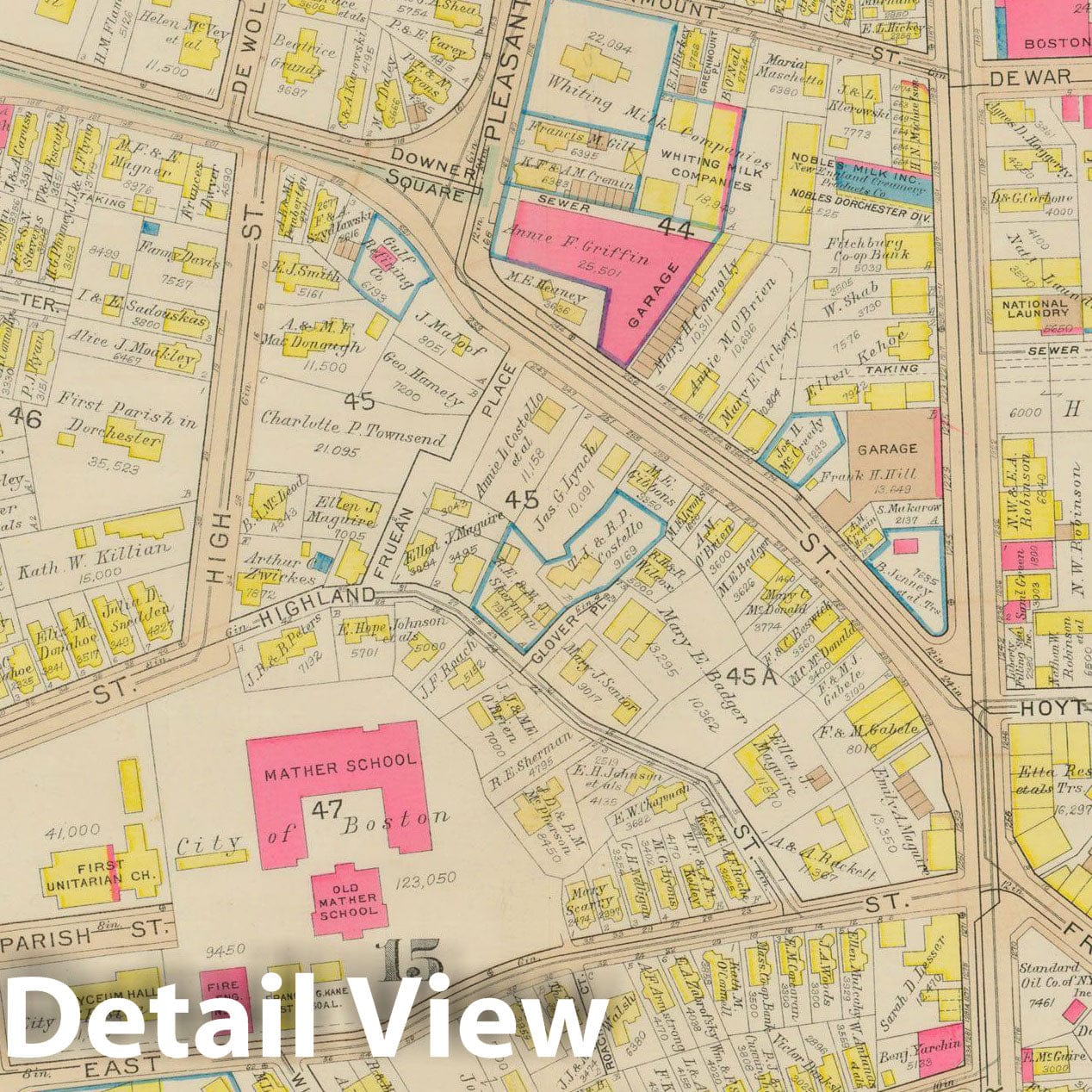 Historic Map : Atlas City of Boston, Dorchester, Dorchester 1933 Plate 008 , Vintage Wall Art