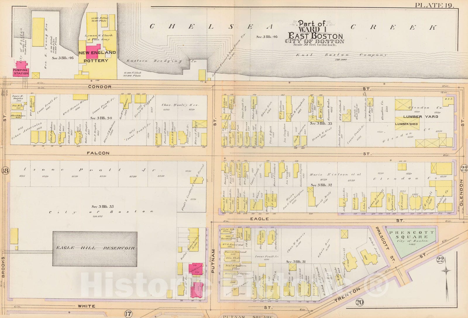 Historic Map : Atlas City of Boston, Vol. 9, East Boston 1892 Plate 019 , Vintage Wall Art