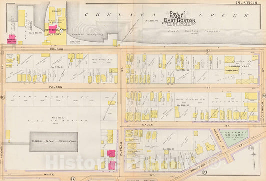 Historic Map : Atlas City of Boston, Vol. 9, East Boston 1892 Plate 019 , Vintage Wall Art