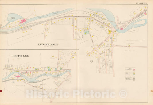 Historic Map : Atlas of Berkshire County Massachusetts, Lee 1904 Plate 024 , Vintage Wall Art