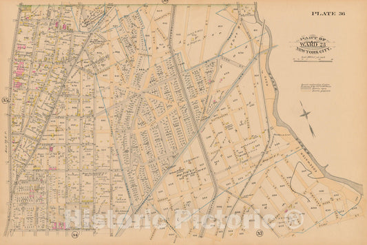 Historic Map : New York City & The Bronx 1885 Plate 036 , Robinson's Atlas City of New York , Vintage Wall Art