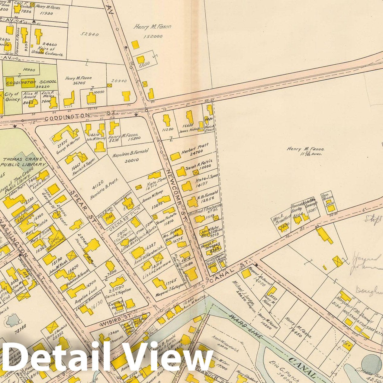 Historic Map : Atlas City of Quincy, Quincy 1907 Plate 001 , Vintage Wall Art