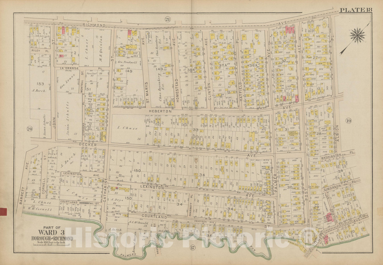 Historic Map : Atlas of Staten Island, Borough of Richmond, Vol 1, Staten Island 1917 Plate 018 , Vintage Wall Art