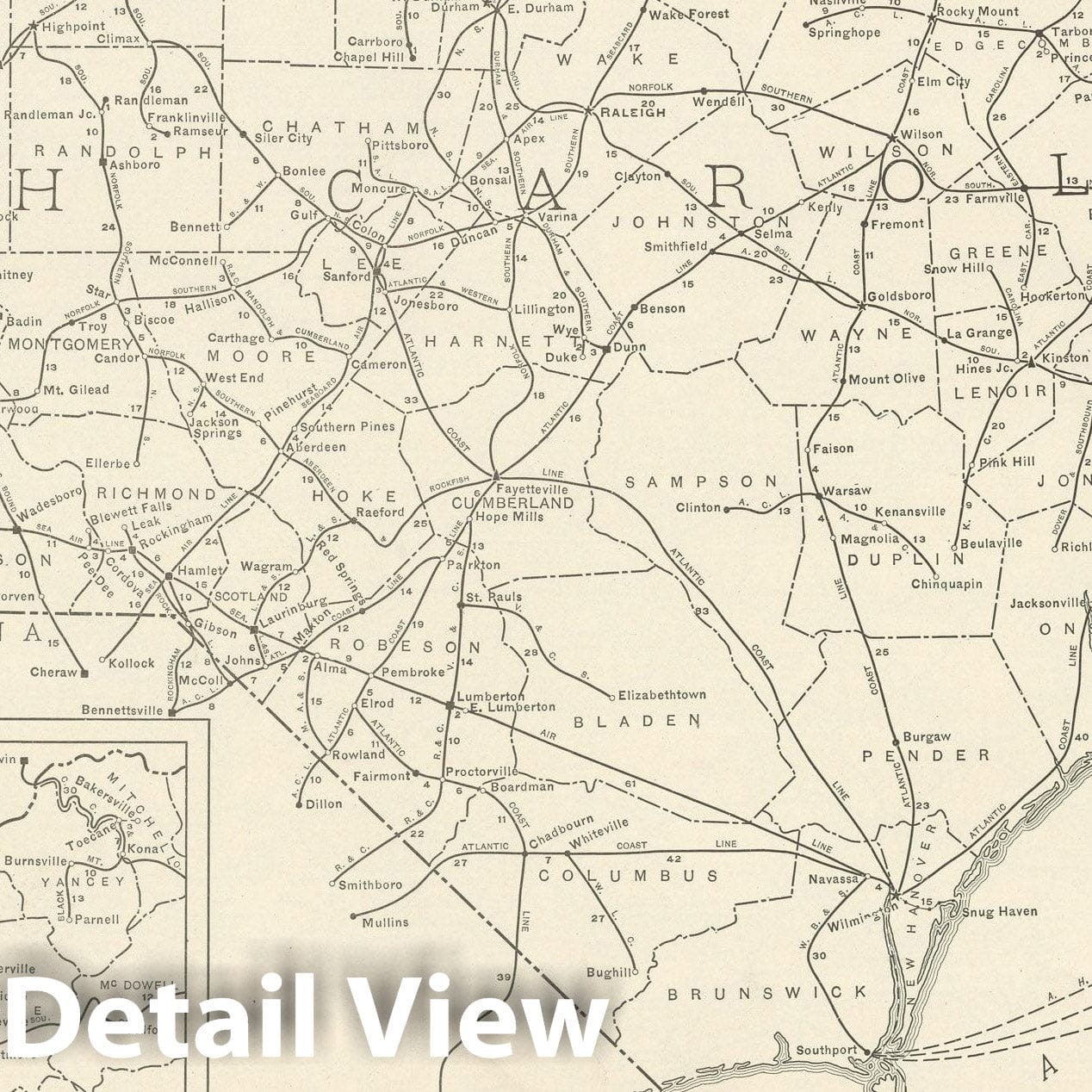 Historic Map : North Carolina 1925 , Vintage Wall Art
