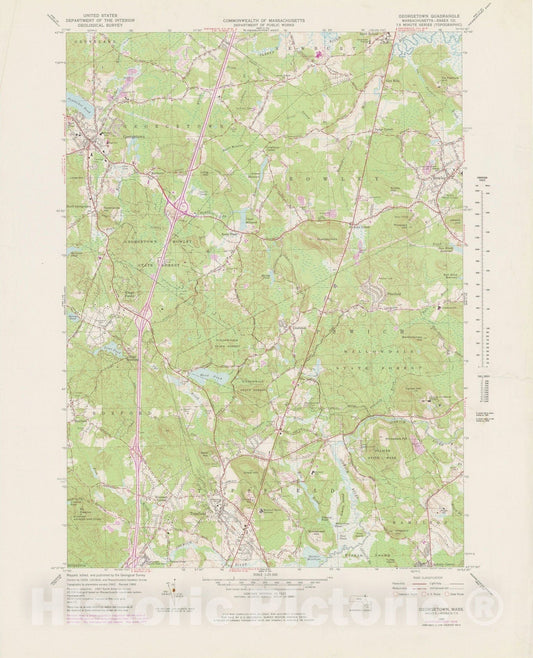 Historic Map : USGS 7.5 Minute Sheets and Quadrangles, Boxborough & Georgetown & Ipswich & Rowley 1979 Topographic Map , Vintage Wall Art