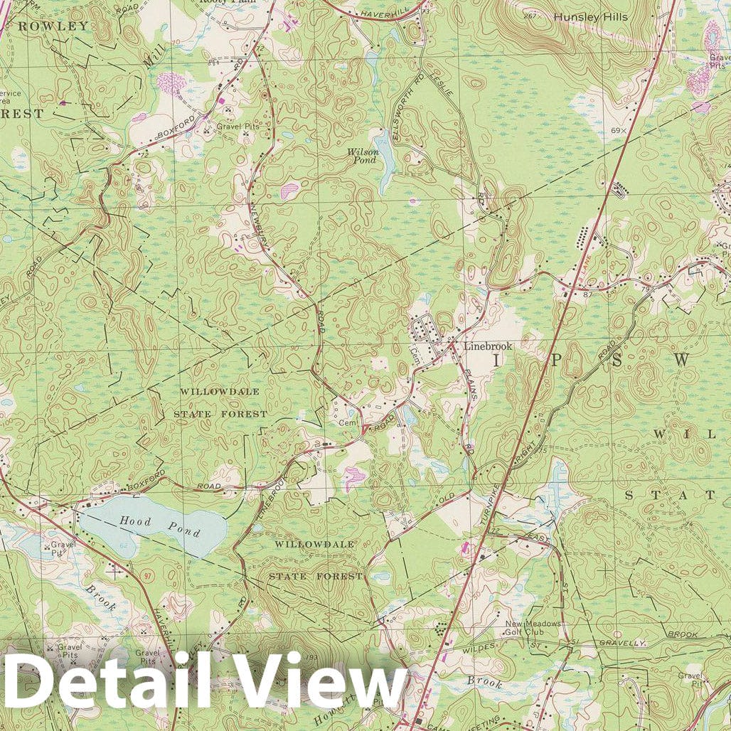 Historic Map : USGS 7.5 Minute Sheets and Quadrangles, Boxborough & Georgetown & Ipswich & Rowley 1979 Topographic Map , Vintage Wall Art