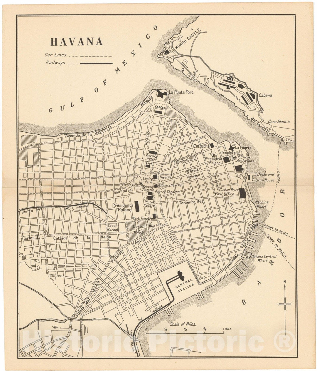 Historic Map : Pocket Guide to the West Indies, Havana 1927 , Vintage Wall Art