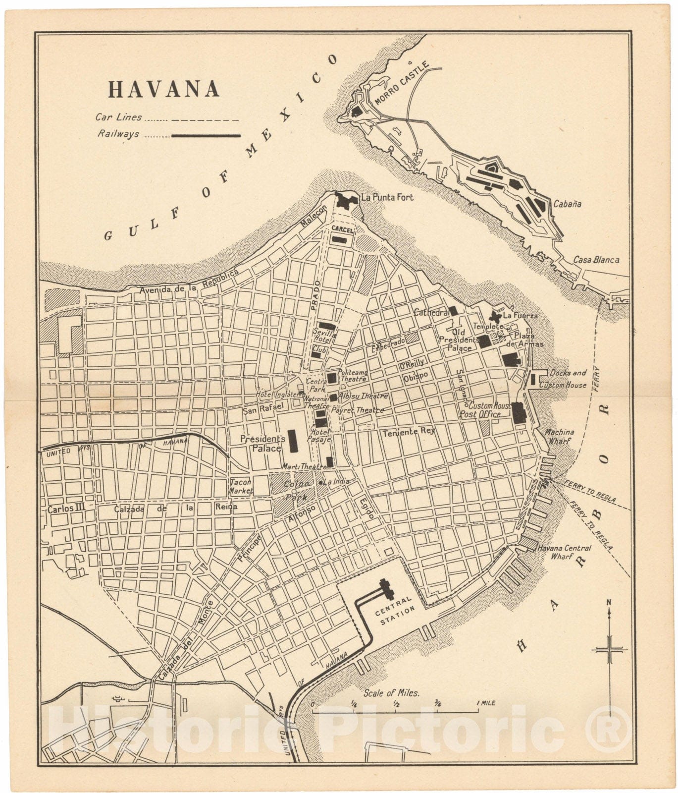 Historic Map : Pocket Guide to the West Indies, Havana 1927 , Vintage Wall Art