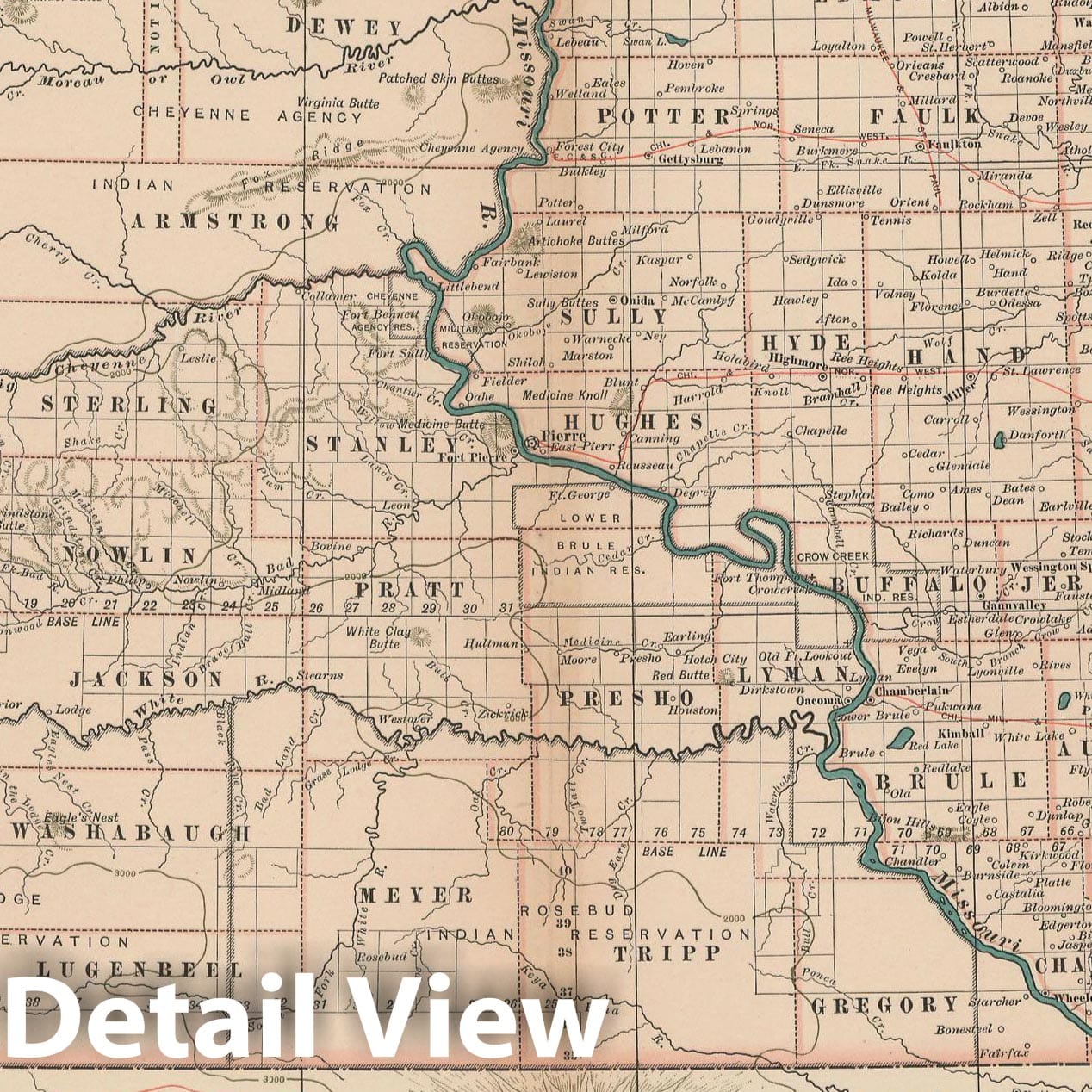 Historic Map : South Dakota 1897 , The Century Atlas World , Vintage Wall Art