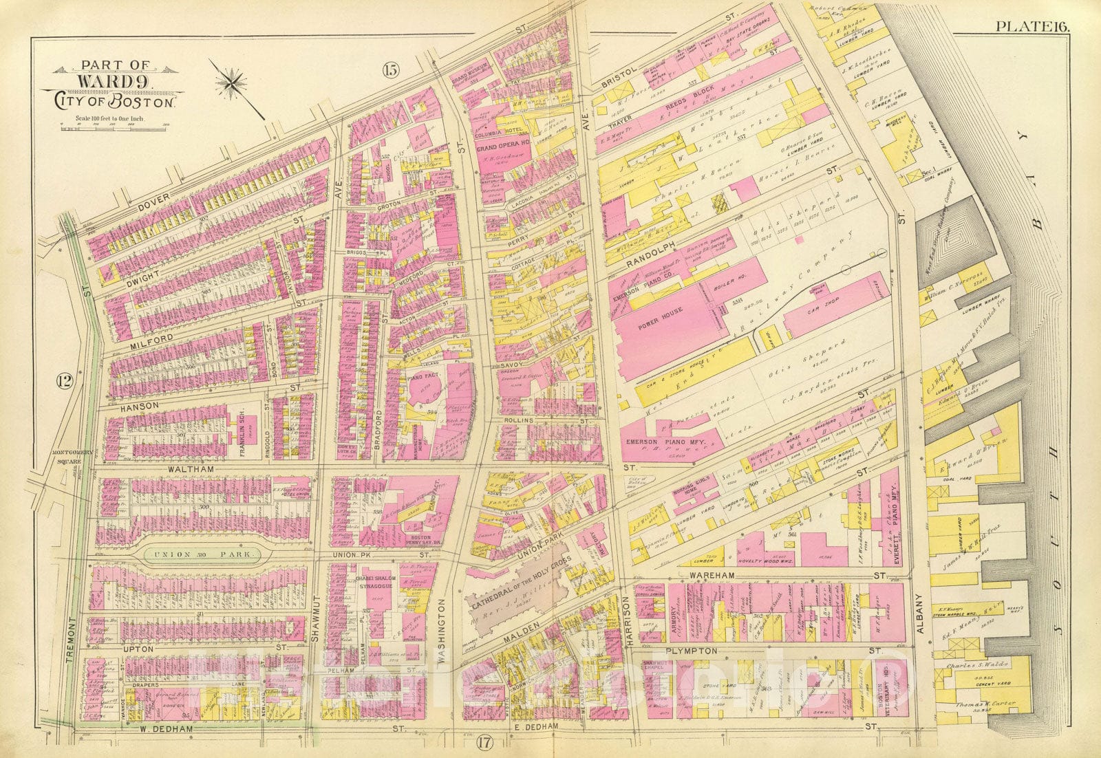 Historic Map : Boston 1895 Plate 016 , Atlas City of Boston Proper & Roxbury , Vintage Wall Art