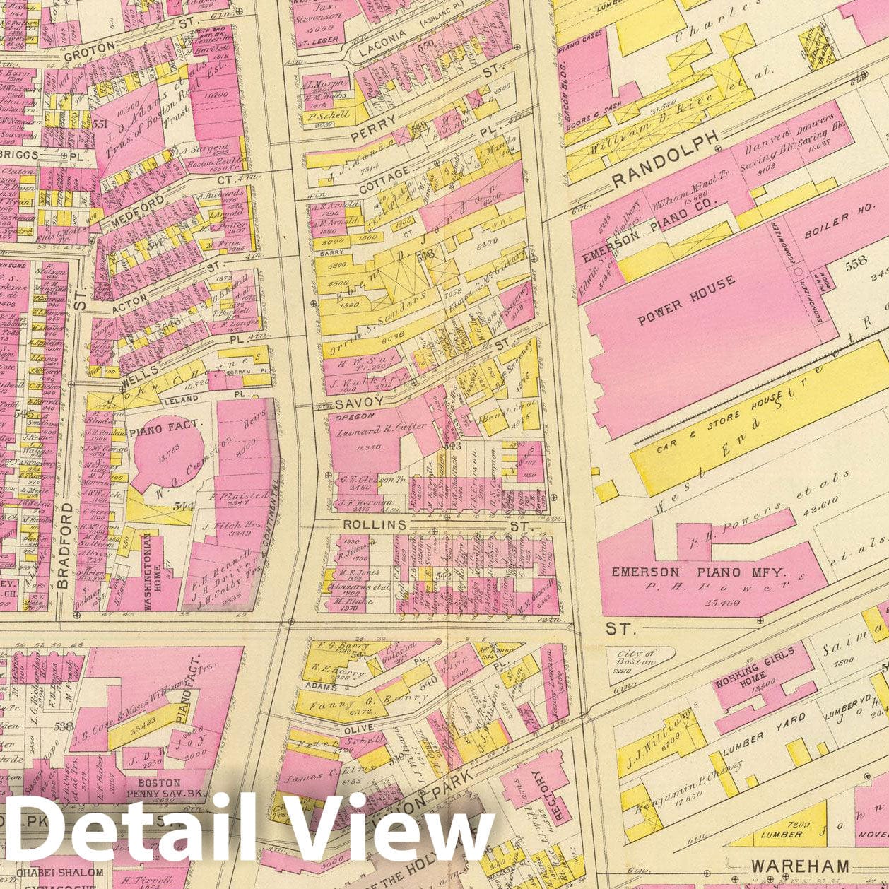 Historic Map : Boston 1895 Plate 016 , Atlas City of Boston Proper & Roxbury , Vintage Wall Art