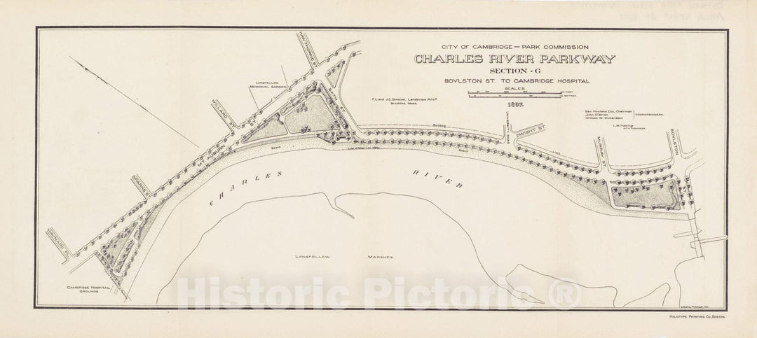 Historic Map : Charles River Parkway 1897 , Vintage Wall Art