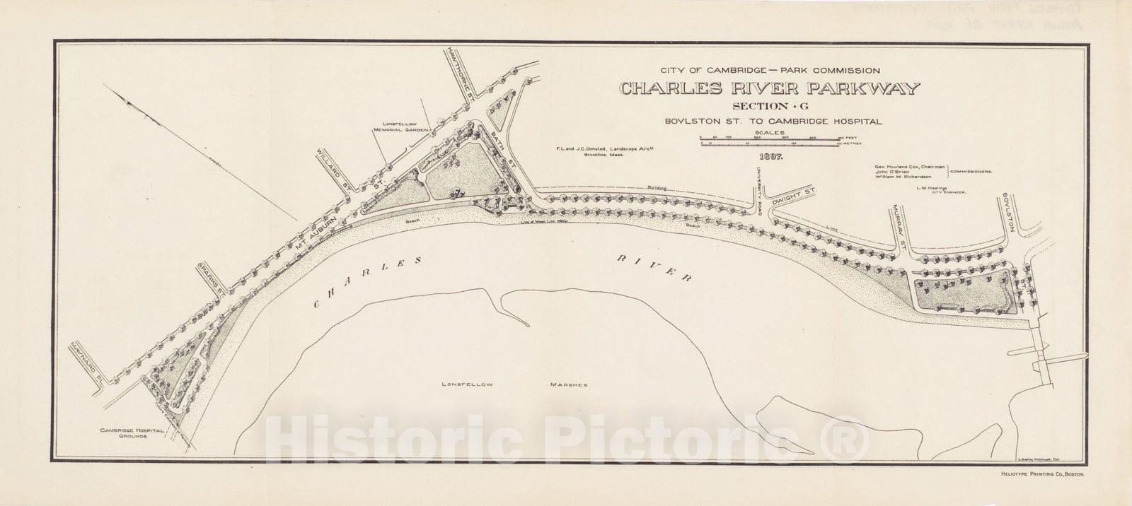 Historic Map : Charles River Parkway 1897 , Vintage Wall Art