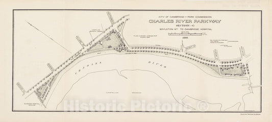 Historic Map : Charles River Parkway 1897 , Vintage Wall Art