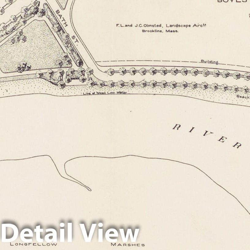 Historic Map : Charles River Parkway 1897 , Vintage Wall Art