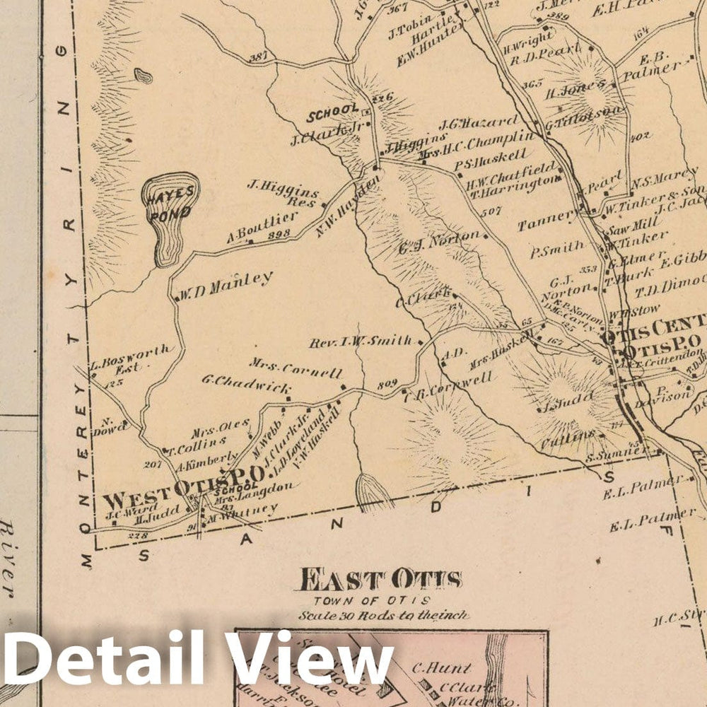 Historic Map : County Atlas of Berkshire County, Otis 1876 , Vintage Wall Art