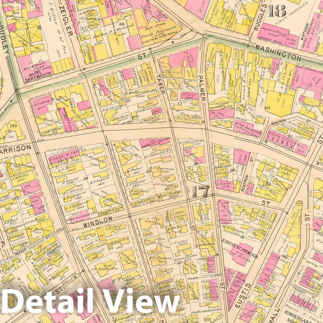 Historic Map : Atlas City of Boston Proper & Roxbury 1895 Plate 019 , Vintage Wall Art
