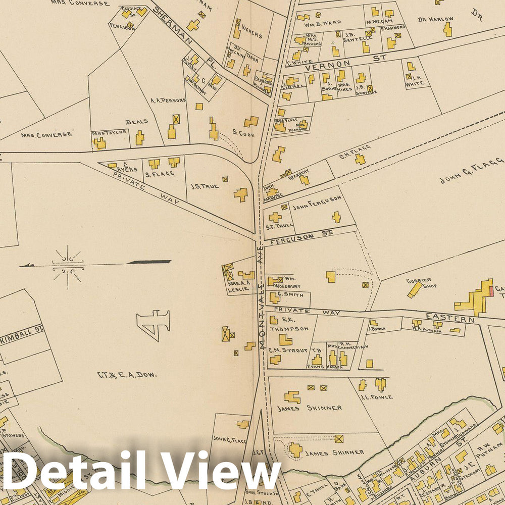 Historic Map : Atlas of Middlesex County, Massachusetts, Woburn 1889 , Vintage Wall Art