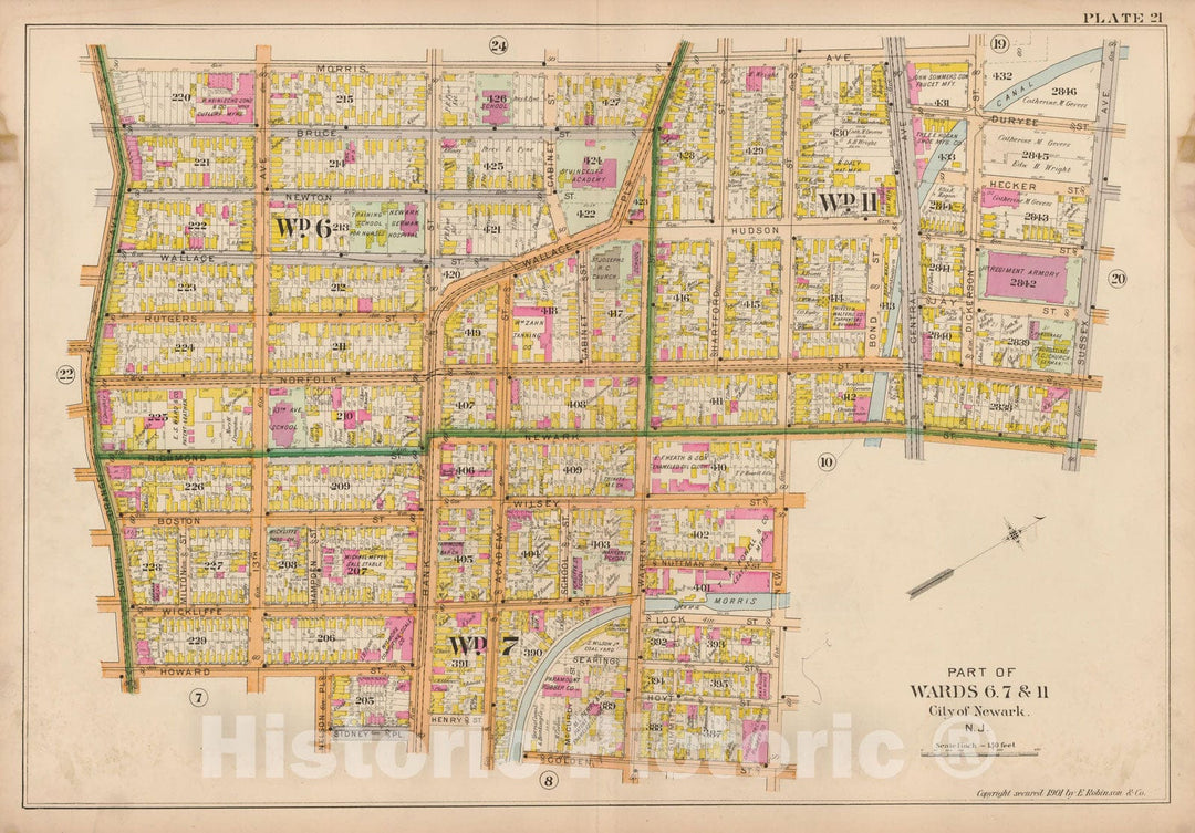 Historic Map : Atlas City of Newark, Newark 1901 Plate 021 , Vintage Wall Art