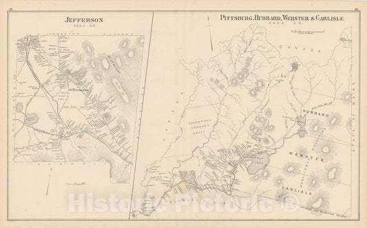 Historic Map : Carlisle & Hubbard & Pittsburg & Webster 1892 , Town and City Atlas State of New Hampshire , Vintage Wall Art