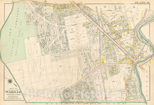 Historic Map : Atlas City of Boston, Vol. 5, Dorchester, 4th Ed., Dorchester 1904 Plate 039 , Vintage Wall Art