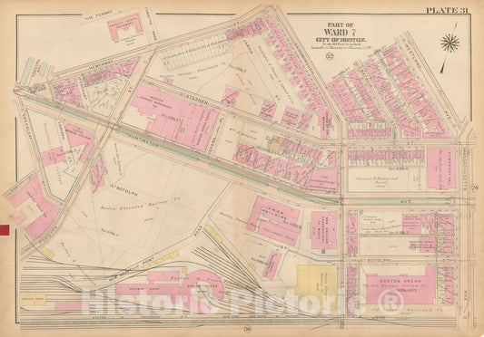 Historic Map : Atlas City of Boston, Boston Proper and Back Bay, Boston 1922 Plate 031 , Vintage Wall Art