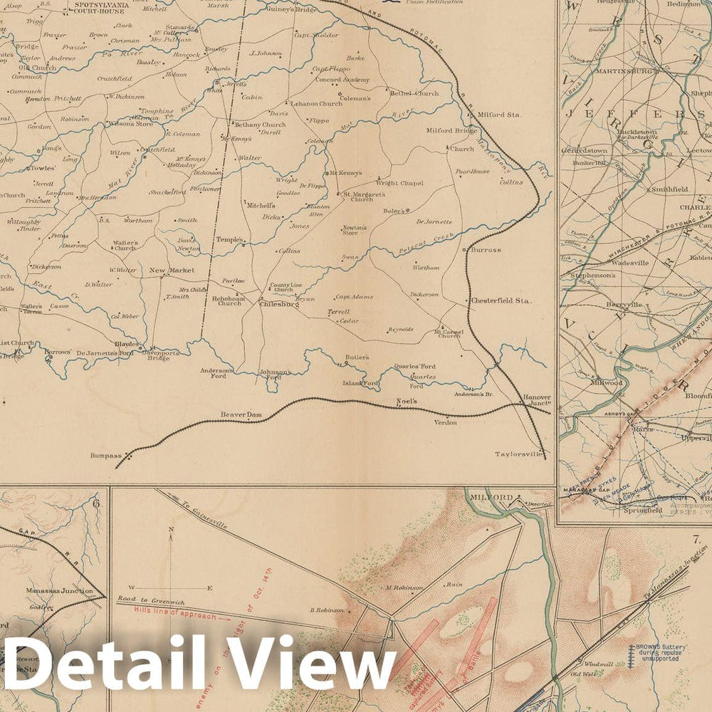 Historic Map : Civil War Atlas of the Union and Confederate Armies, Battles in MD, TN & VA 1895 , Vintage Wall Art