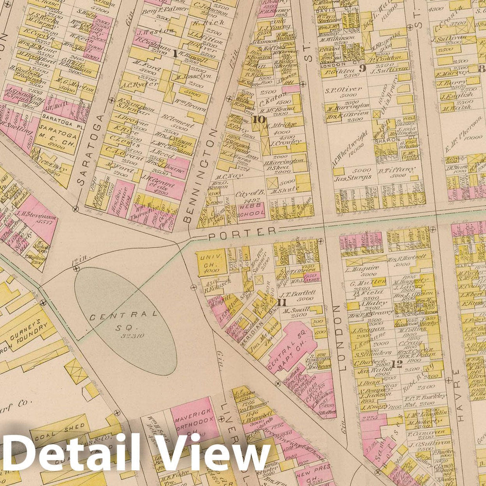 Historic Map : Atlas of East Boston, 1884 Plate O , Vintage Wall Art