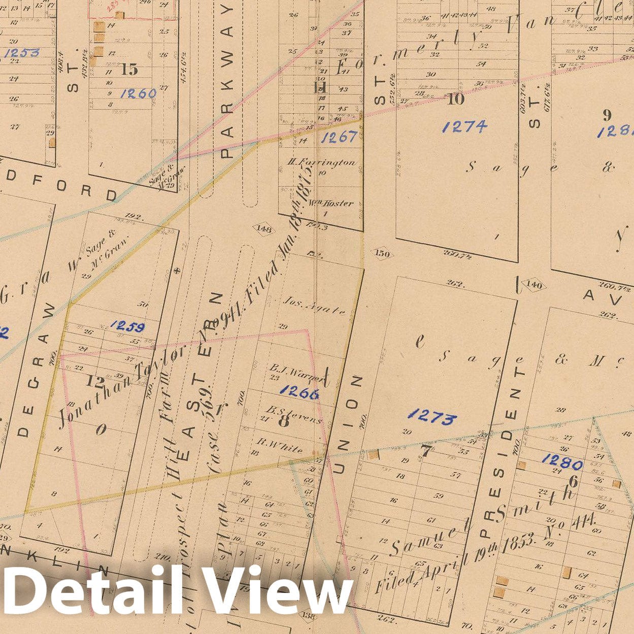 Historic Map : Atlas of Brooklyn Vol. 1, Brooklyn 1880 Plate M , Vintage Wall Art