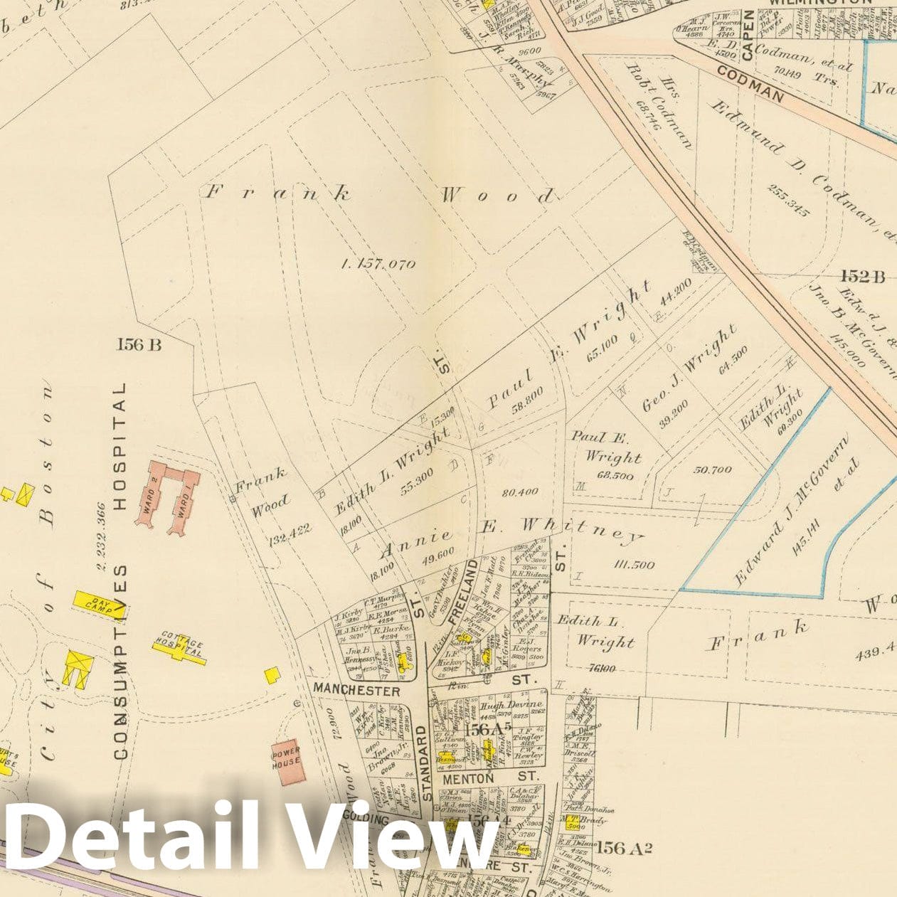 Historic Map : Atlas City of Boston, Dorchester, Dorchester 1910 Plate 036 , Vintage Wall Art