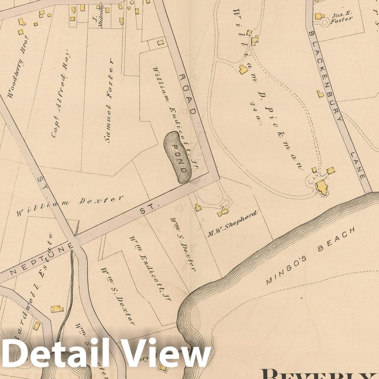 Historic Map : Atlas of Beverly, MA, Beverly 1880 Plate J , Vintage Wall Art